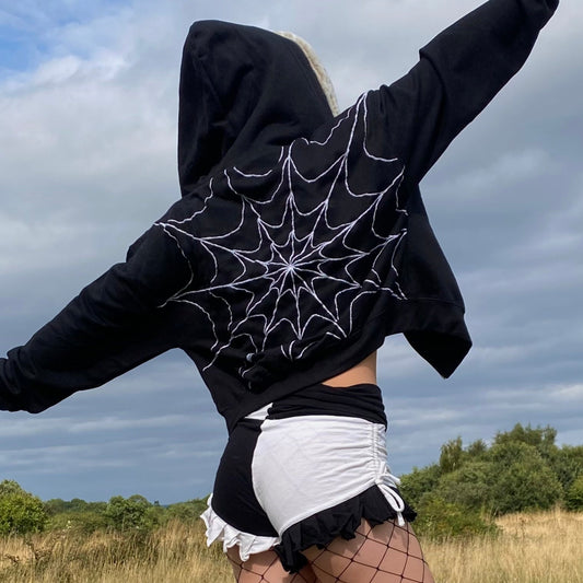 Cobweb Cropped Zip Up