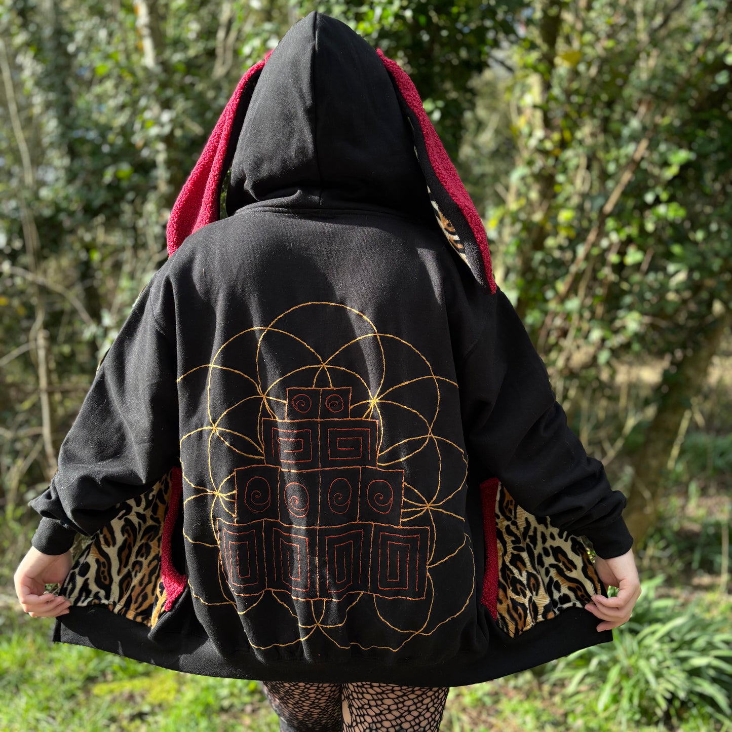 Leopard Bunny X Flower of Life Sound System Zip Up