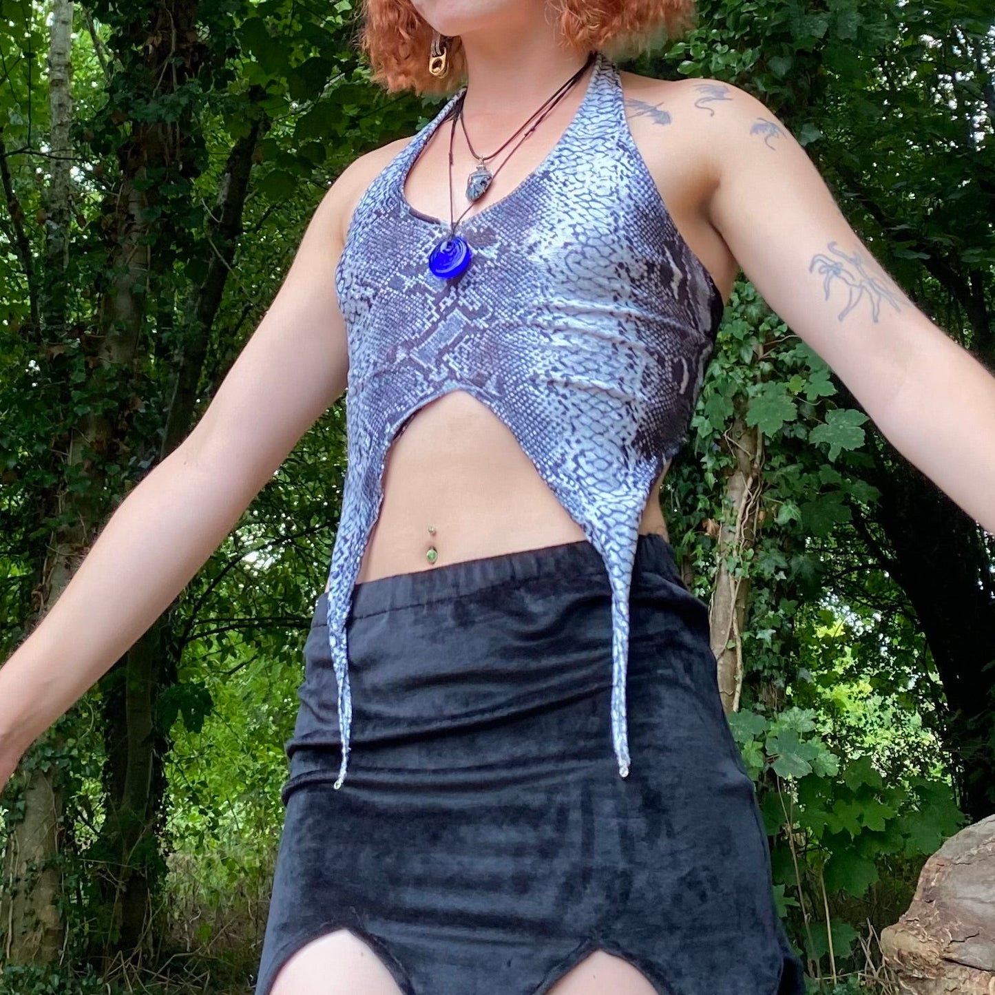 Pixie Crop Top (Snake Velvet X Spider Mesh)