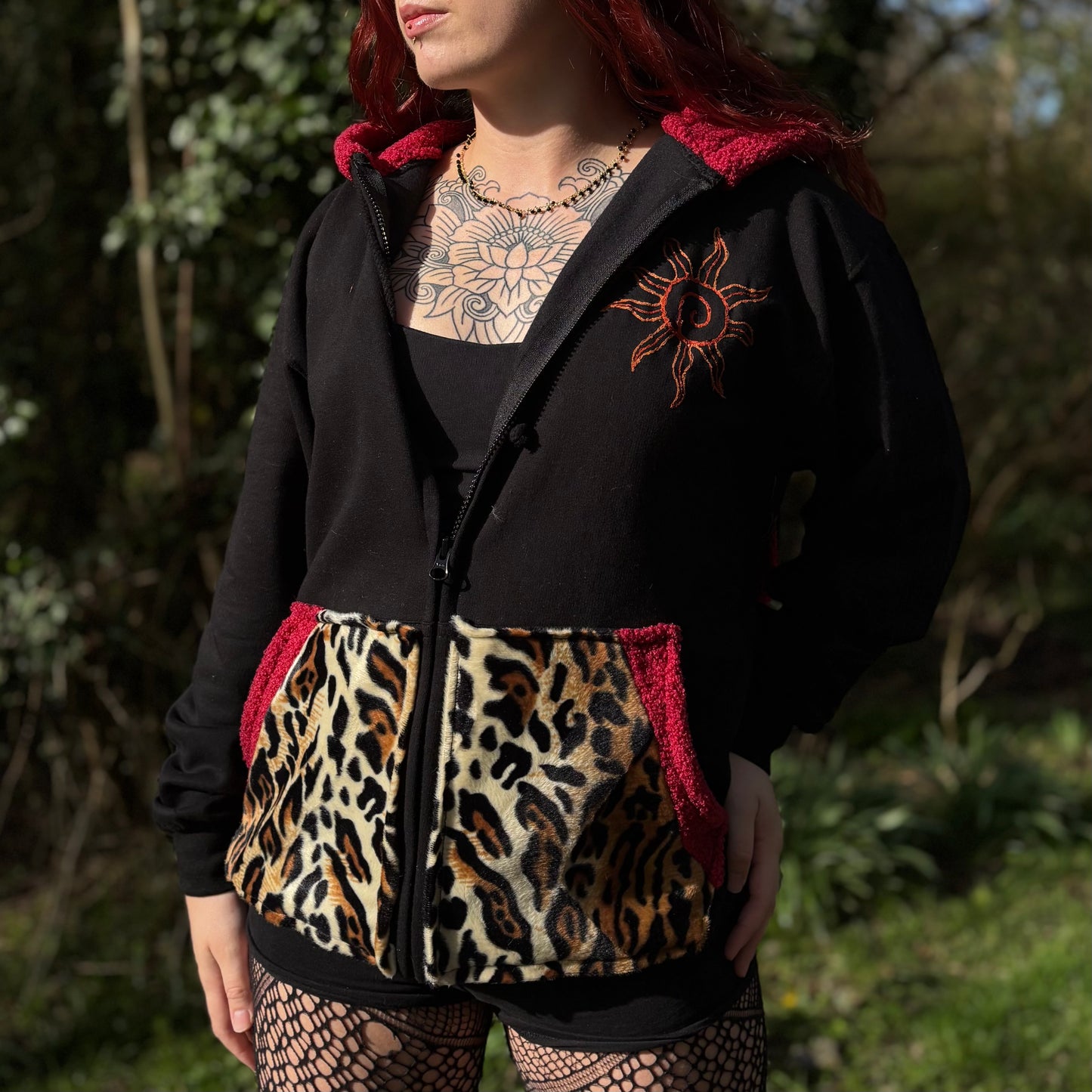 Leopard Bunny X Flower of Life Sound System Zip Up