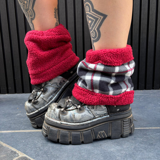 Tartan X Red Sherpa Ankle Warmers