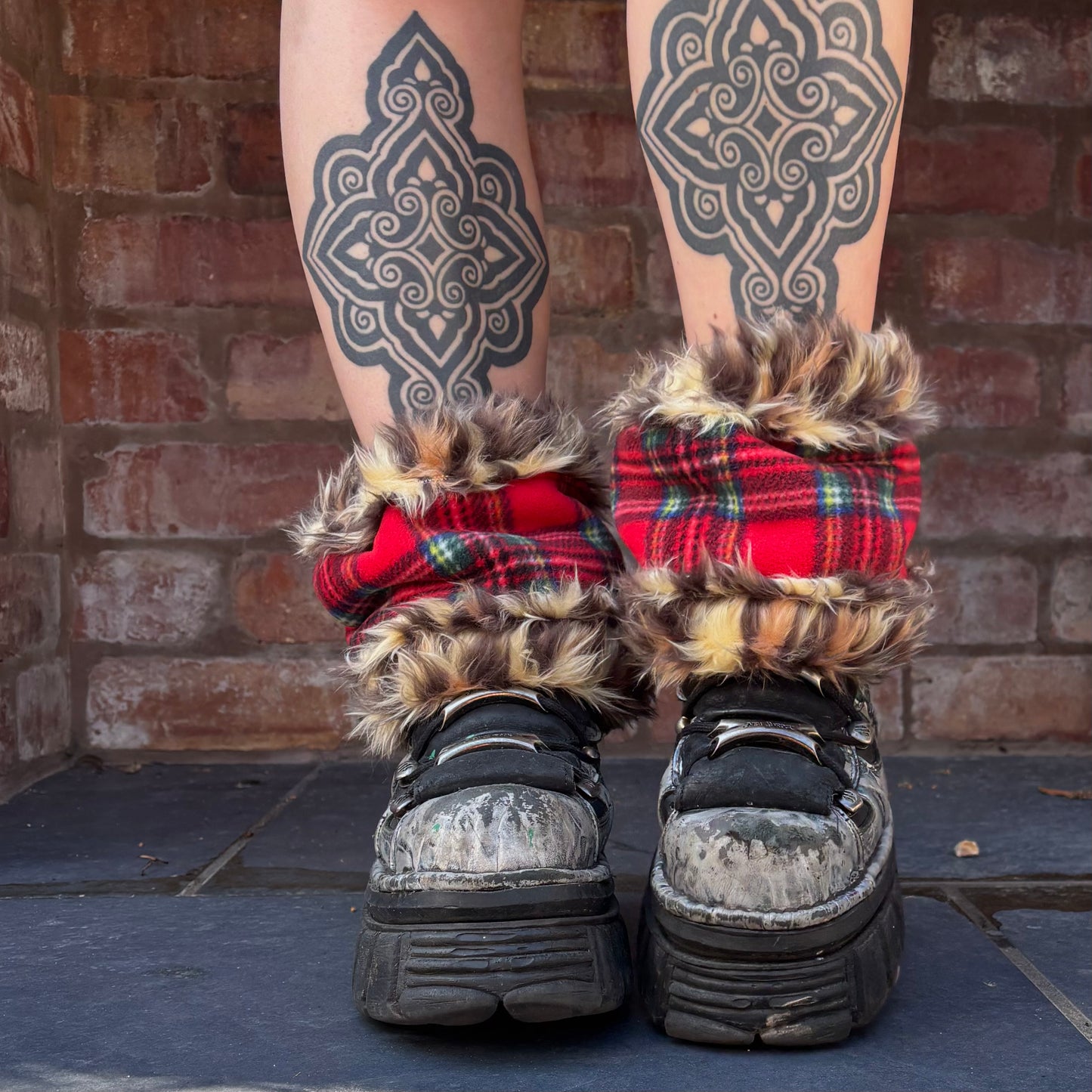 Tartan X Leopard Reversible Boot Cuffs