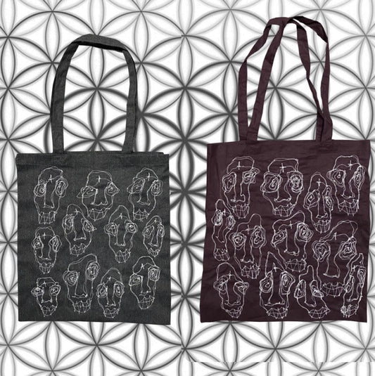 Freehand Faces Tote Bags