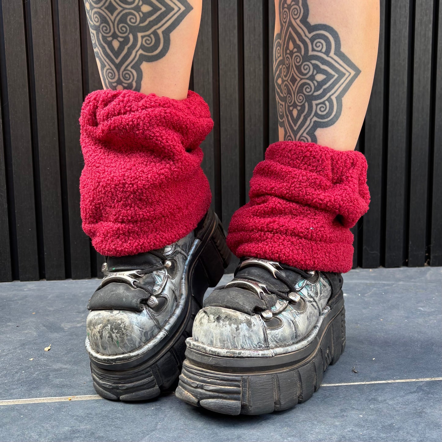 Tartan X Red Sherpa Ankle Warmers