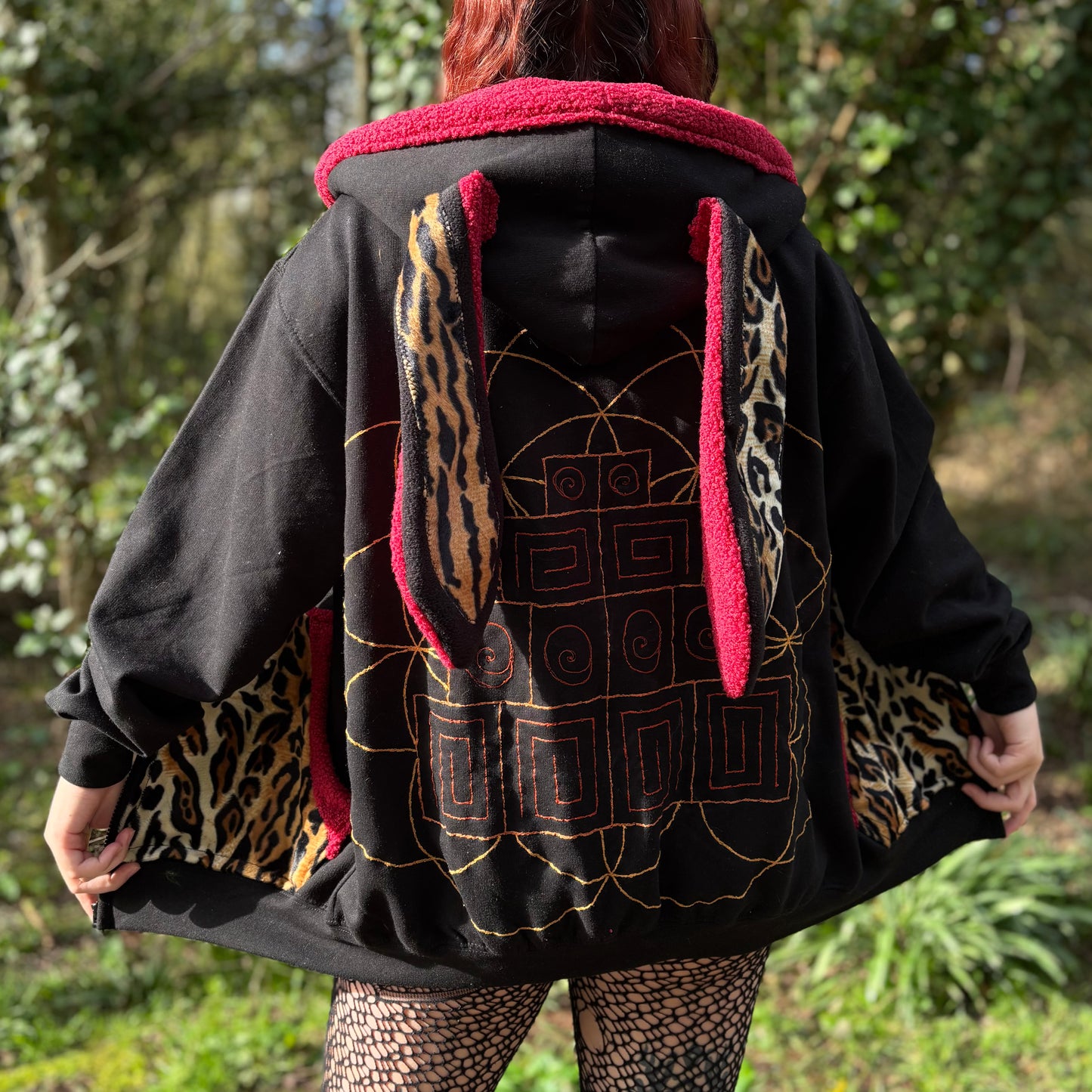 Leopard Bunny X Flower of Life Sound System Zip Up