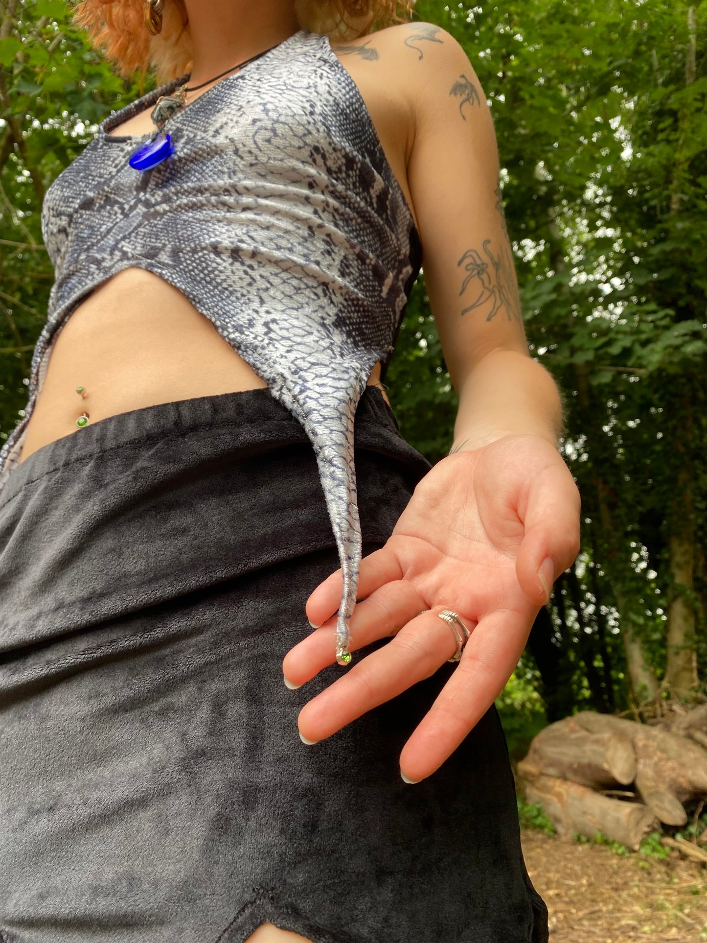 Pixie Crop Top (Snake Velvet X Spider Mesh)