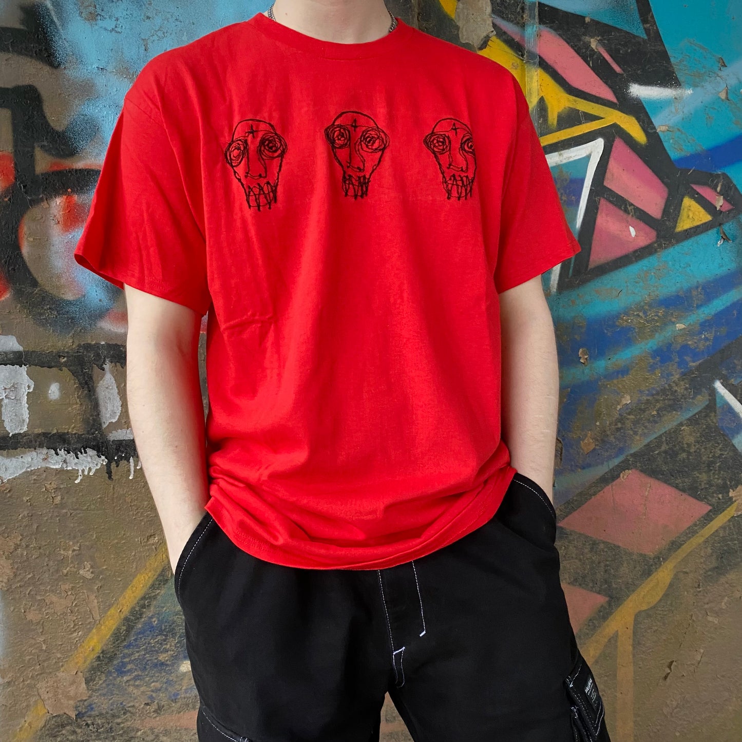 Red X Black Skulls T-Shirt