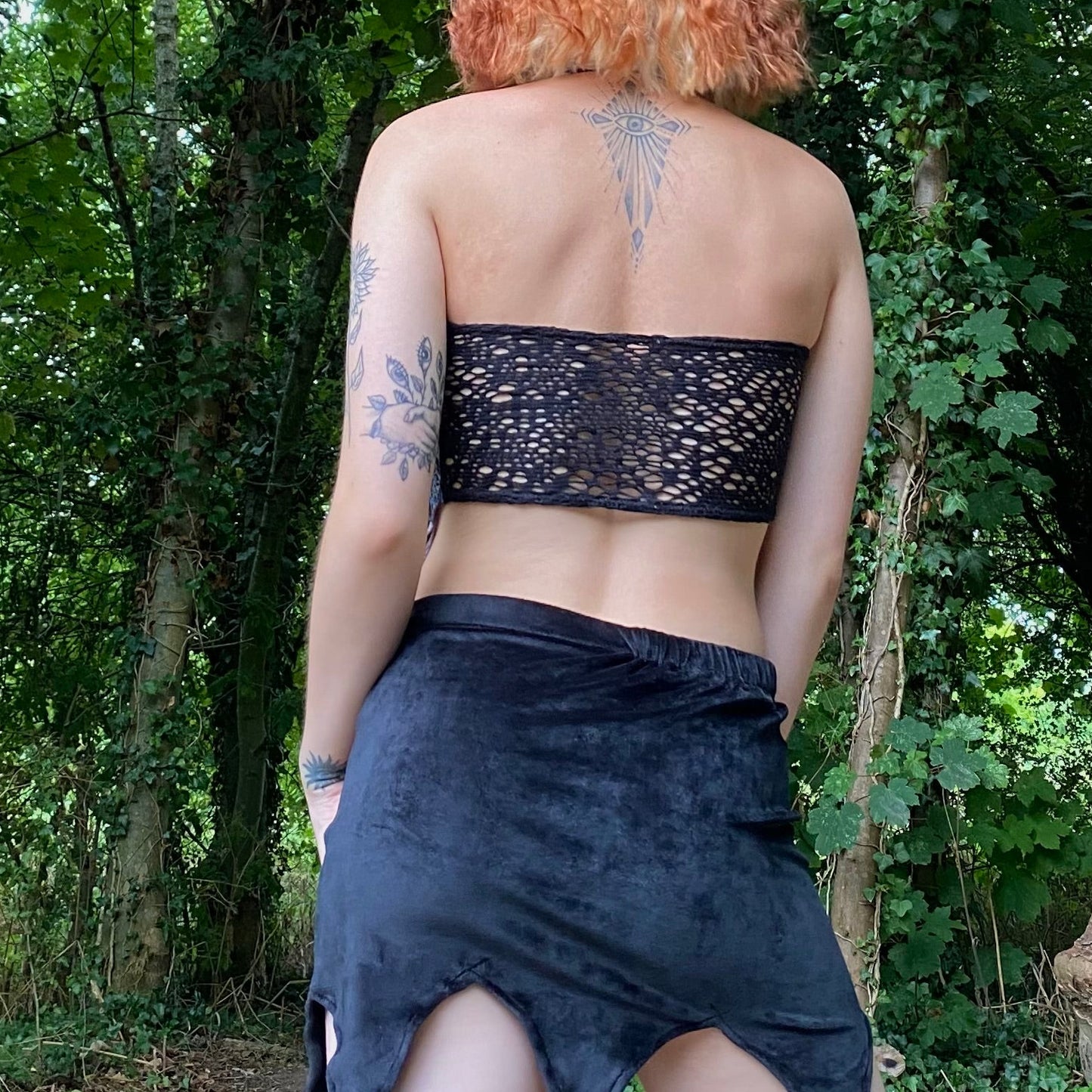 Pixie Crop Top (Snake Velvet X Spider Mesh)