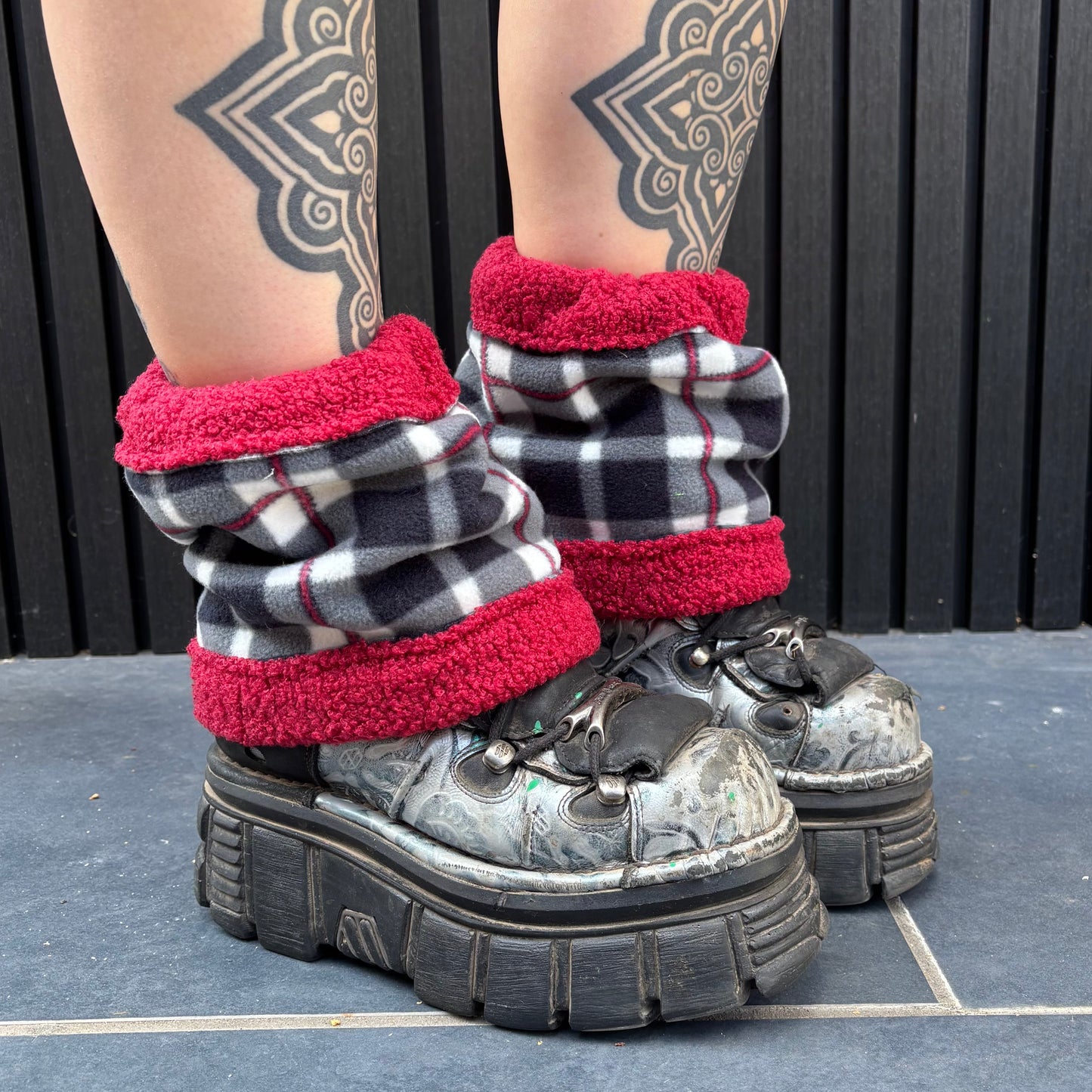 Tartan X Red Sherpa Ankle Warmers