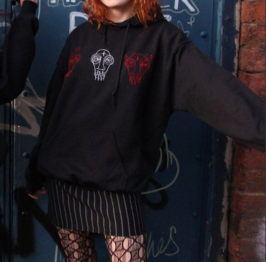 Embroidered Angel/Devil Hoodie (Black/Red/White)